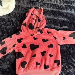 SHEIN Pink and Black Heart Kids Hoodie